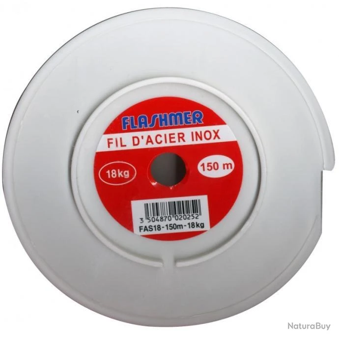 Fil Acier Tresse 7 Brins Inox - 150m - Flashmer 150KG 1 Fil Acier Tresse 7 Brins Inox - 150m - Flashmer 150KG