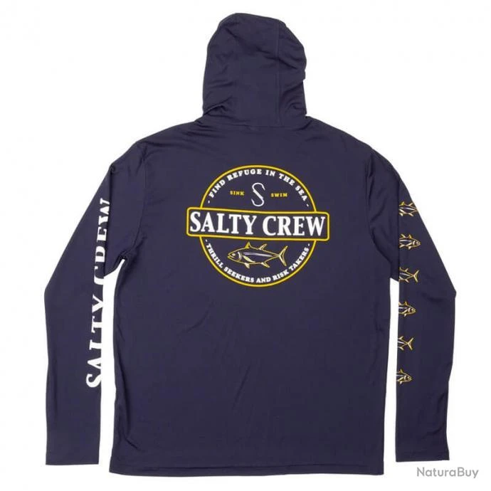 L-Shirt Salty Crew Deepsea Hood Rashguard L Navy 2 L-Shirt Salty Crew Deepsea Hood Rashguard L Navy – Image 2