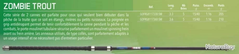 Zombie Trout 3.60 M 15-40 G Medium Canne Bombette Telescopique Garbolino 2 Zombie Trout 3.60 M 15-40 G Medium Canne Bombette Telescopique Garbolino – Image 2
