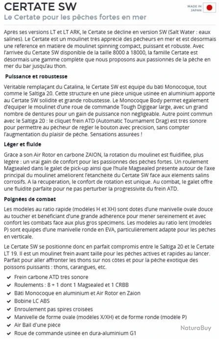 Certate SW 8000 P Moulinet Spinning Peche Exo Daiwa 2 Certate SW 8000 P Moulinet Spinning Peche Exo Daiwa – Image 2